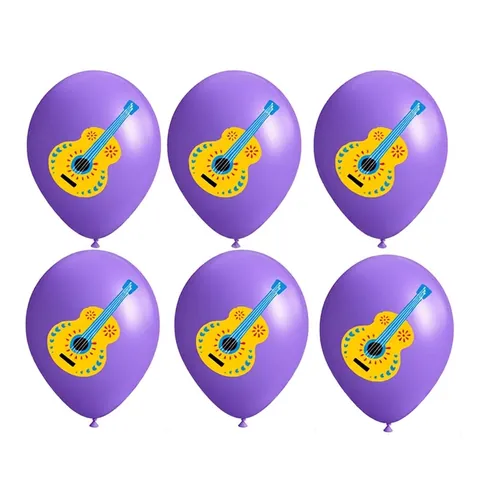 Palloncini in Lattice a Tema Cinco De Mayo Viola con Stampa Chitarra Cartoon Palloncino Tondo per Festa Messicana Decorazione per Bambini