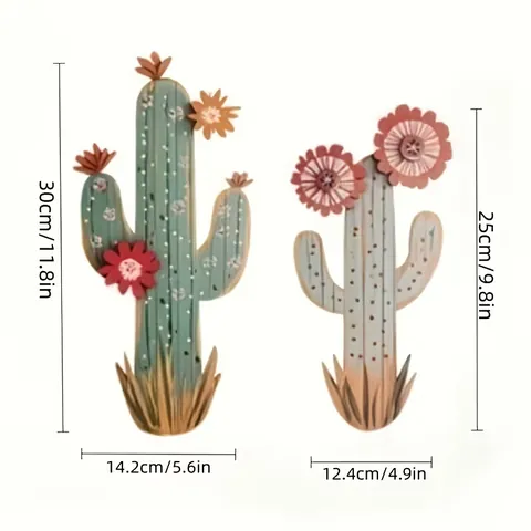 Targa Appesa in Legno con Cactus Messicano Tema Deserto Occidentale Placca Decorativa in Legno per Decorazione Casa Soggiorno Camera da Letto