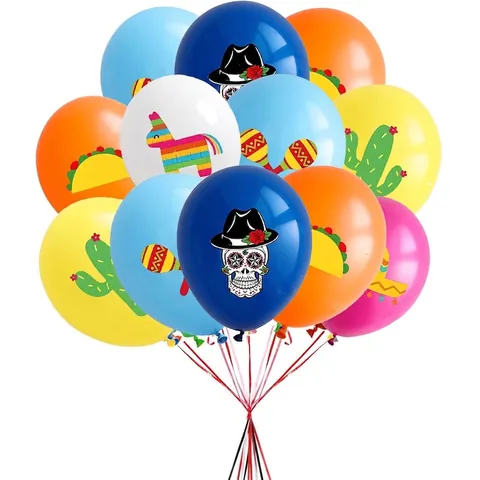 Mexicaanse Dag Van De Doden Halloween Ballonnen Latex Cartoon Taco Cactus Schedel Sombrero Patroon Voor Bar Feest Decoratie
