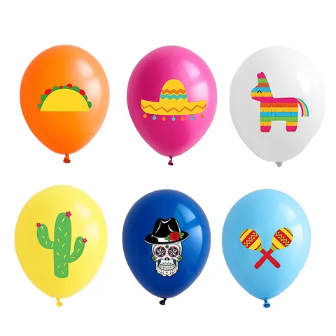 Mexicaanse Dag Van De Doden Halloween Ballonnen Latex Cartoon Taco Cactus Schedel Sombrero Patroon Voor Bar Feest Decoratie