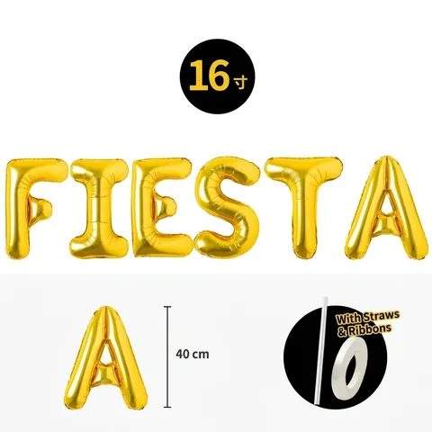 Fiesta Alfabeto Palloncino in Alluminio Banner Carnevale Messicano Tema Festa Decorazione Festiva Lettera Palloncini Per Celebrazione