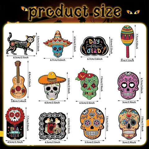 Mexican Day Of The Dead Wooden Hanging Ornaments Colorful Sugar Skull Sombrero Painted Wood Slices For Halloween Party Decor