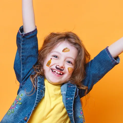 Adesivi per Tatuaggi Temporanei del Giorno dei Morti per Bambini Teschio Messicano Impermeabile Arte del Corpo Monouso per Decorazione Festa Halloween