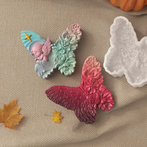 Stampo in Silicone Farfalla Teschio Gotico Fai da Te Giorno dei Morti Halloween Candela Sapone Resina Epossidica per Arredamento