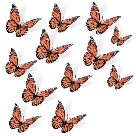Décoration Papillon Monarque 3D Réaliste Orange PVC Papillon Artificiel Pour Halloween Jour Des Morts Maison Murale