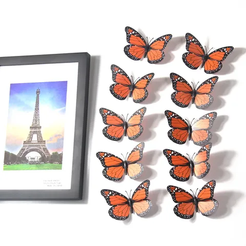 3D Simulation Monarque Papillon Stickers Muraux Réaliste Orange Noir Papillon Décor pour Halloween Maison DIY Art Décoration