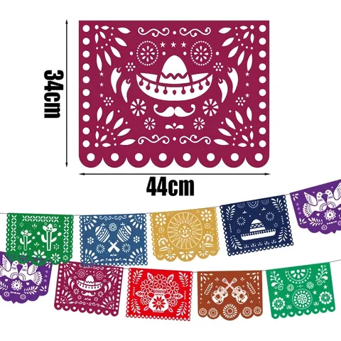 Μεξικάνικο Papel Picado Banner Ημέρα Των Νεκρών Διακόσμηση Διάτρητο Πλαστικό Banners Πολύχρωμο Φεστιβάλ Πάρτι Φόντο Διακοσμητικό
