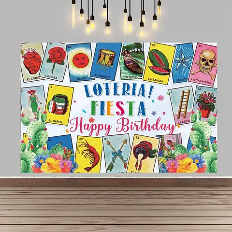 Mexikanische Loteria Fiesta Geburtstag Party Hintergrund Vinyl Banner Farbenfroher Karnevalsstil Fotografie Hintergrund Für Studio Feier Fotoautomat Wanddeko