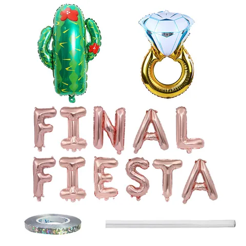 Fiesta Thema Aluminiumfolie Ballonset Kaktus En Diamantring Vorm Voor Vrijgezellenfeest Festival Decoratie
