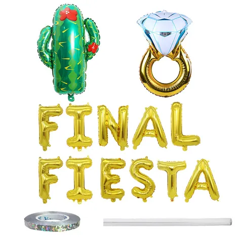 Fiesta Thema Aluminiumfolie Ballonset Kaktus En Diamantring Vorm Voor Vrijgezellenfeest Festival Decoratie