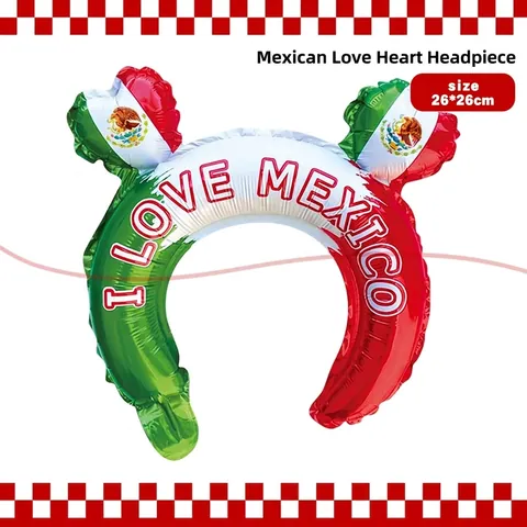 Globos de Papel de Aluminio de Tema Mexicano Forma de Cactus Corazón Bandera Varita Portátil Diadema Para Decoración de Fiesta de Festival
