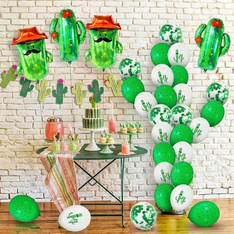 Mexicaanse Fiesta Cactus Party Ballonnen Set Aluminiumfolie Latex Ballonnen Voor Verjaardag Carnaval Festival Sfeer Decoraties