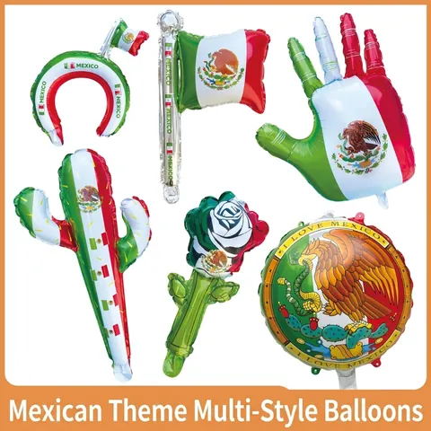 Mexiko Thema Aluminiumfolie Luftballons Nationalfeiertag Dekoration Kaktus Rose Herz Stirnband Ballons Für Festliche Party