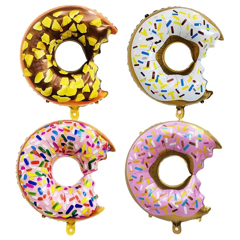 Ballons en Feuille d'Aluminium Thème Donut Doux Ballons en Forme de Nourriture pour Carnaval Mexicain Décorations de Fête d'Anniversaire Célébration