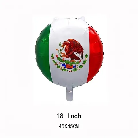 Globo de Carnaval Mexicano de Película de Aluminio Redondo Decoración de Fiesta Patrón de Sombrero Guitarra Cactus Taco