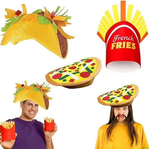 Mexikanische Sombrero Party Hut Neuheit Pizza Taco Pommes Lebensmittel Hut Kostüm Kopfbedeckung Für Karneval Halloween Kostüm Zubehör Erwachsene