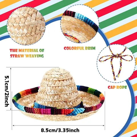 Mexikanischer Strohhut Haustier Sombrero Regenbogenrand Bedrucktes Hund Katze Halstuch Cinco De Mayo Fiesta Kostüm Zubehör
