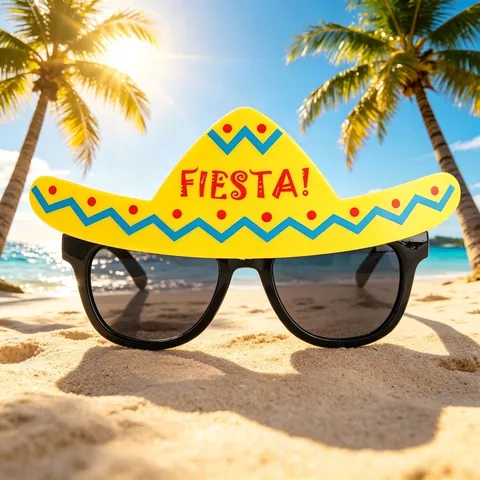 Lunettes de Fête Créatives Sombrero Mexicain Plage Hawaïenne Fiesta Pour Carnaval Festival Costume Accessoire Drôle