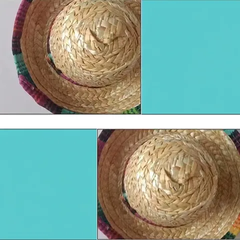 Chapeau de Paille pour Animaux Sombrero Mexicain Tissé à la Main Sangle Réglable Accessoires de Costume Chat Chien Chapeau de Protection Solaire en Paille de Blé Naturelle pour Séance Photo Fête