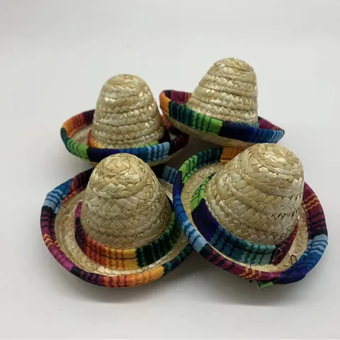 Mini Mexikanischer Sombrero Haustier Hut Natürliches Weizenstroh Handgewebt Festliches Party Geburtstag Kostüm Zubehör Für Hunde Katzen Welpen Puppen Dekorativer Hut