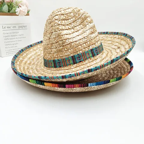 Etnische Mexicaanse Sombrero Party Hoed Gekleurde Pompons Vilt Strooien Hoed Voor Carnaval Verjaardag Maskerade Fotografie Requisites