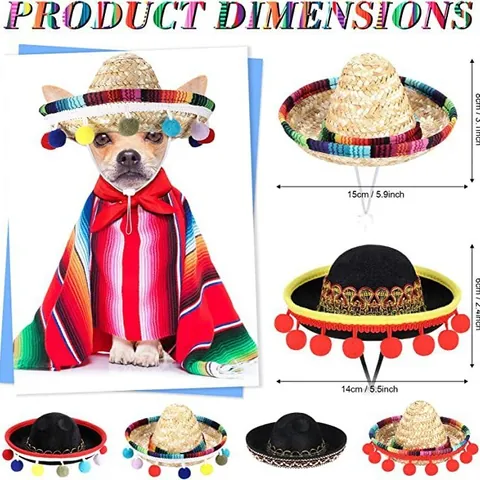 Mini Sombreros Mexicanos Sombrero para Decoración de Fiesta Pequeños Sombreros de Paja Fiesta Tema Carnaval Mascotas Gatos Perros Accesorios de Disfraz