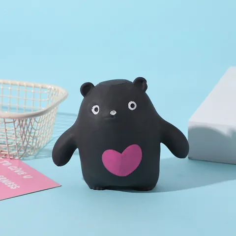 Divertido Dibujos Animados Oso Squishy Juguete Rebote Lento Patrón de Corazón Alivio del Estrés Juguete de Apretón Suave