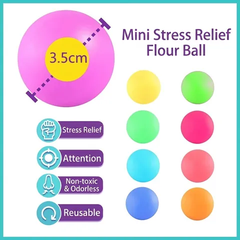 Mini Rainbow Flour Ball Squishy Stress Relief Toy Soft TPR Extrusion Vent Ball For Kids Adults Decompression Sensory Toy
