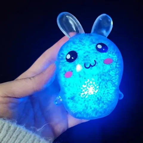Λαμπερό Κουνέλι Squishy Παιχνίδι Ανακούφισης από το Στρες TPR LED Μπαλάκι Πίεσης Χάντρες Αφρού Fidget Toy