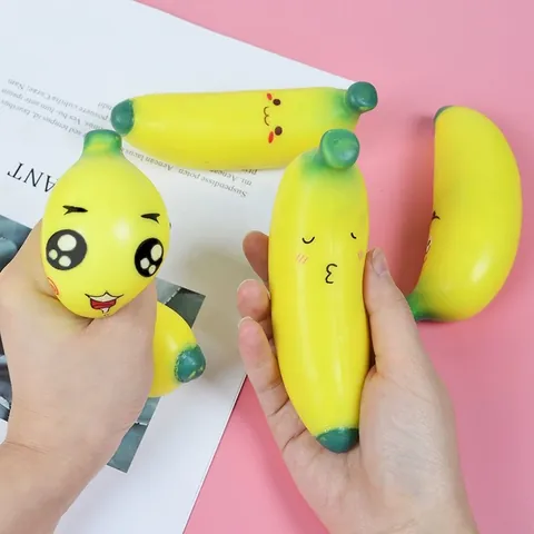 Giocattolo Squishy a Banana in Morbido TPR Espressione Simulata Sollievo dallo Stress Giocattolo da Spremuta per Adulti Bambini Regalo per Scherzi