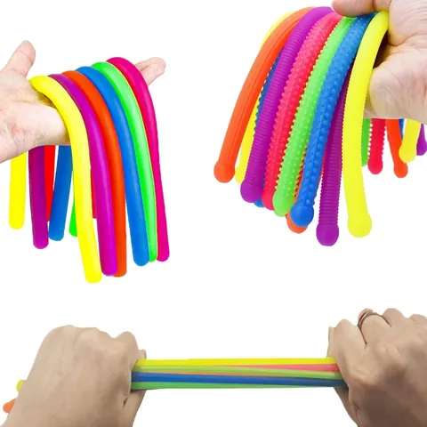 Juguete Fidget de Cuerda Elástica Colorida TPR Squishy Noodle Alivio del Estrés Juguete Sensorial Brillo Luminoso Cuerda Elástica