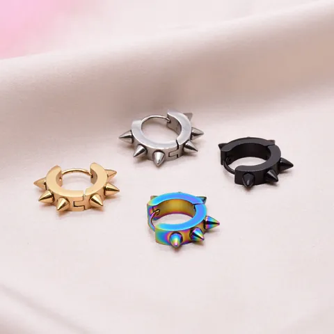 Punk Edelstahl Stachel Nieten Creolen Für Herren Damen Hip Hop Gothic Niete Huggie Ohrring Piercing Schmuck