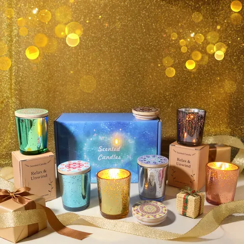 Sternenhimmel Glas Duftkerzen Set Mit Mandala Holzdeckel Aromatherapie Galvanisierter Kerzenbecher Für Home Decor Geburtstagsgeschenk