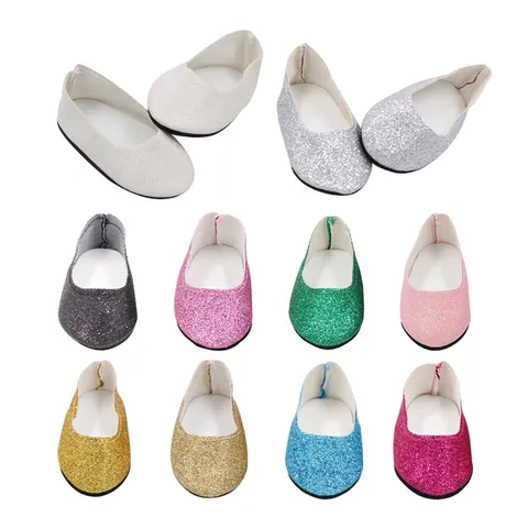 Pailletten Glitzer Puppenschuhe Kompatibel Mit Amerikanischen Mädchen Puppen Mode Puppe Flache Schuhe Zubehör Für Puppenverkleidung Kinder Spielzeug Geschenke