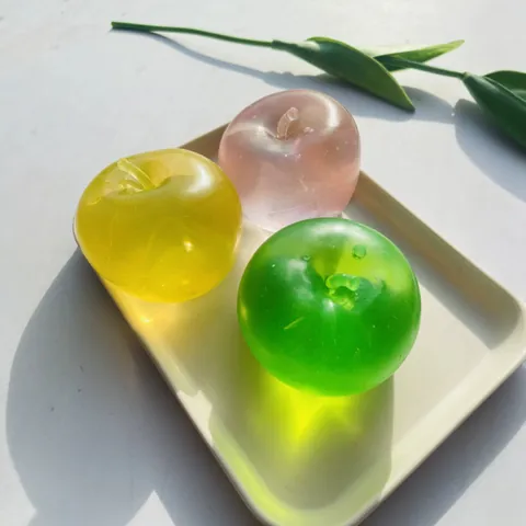 Giocattolo Squishy Trasparente al Maltosio Antistress Spremi Giocattolo Forma Mela Limone Medusa Gelato Paillettes Perlate TPR per Bambini Adulti