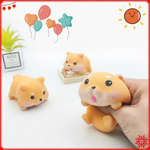 Simpatico Squishy Shiba Inu a Cartone Animato Giocattolo Antistress Cane in Morbido TPR a Ritorno Lento per Bambini e Adulti