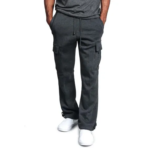 Men's High Street Cargo Pants Retro Casual Multi-Pocket Drawstring Sweatpants Loose Joggers Solid Color Hip Hop Streetwear Trousers