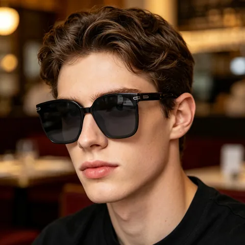 Occhiali Da Sole Polarizzati Da Uomo Montatura Quadrata Oversize PC Lenti TAC Protezione UV400 Retro Moda Guida All Aperto