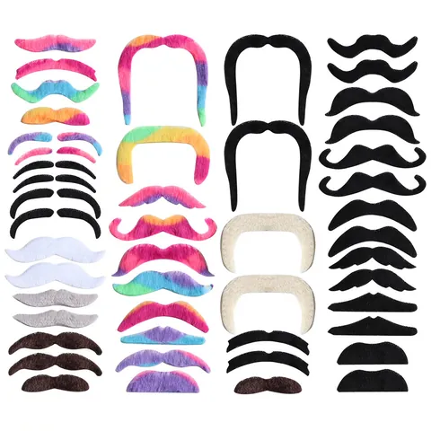 Fake Mustache Self-Adhesive Beard Realistic Synthetic Fiber For Halloween Cosplay Party Masquerade Dressing Up Props