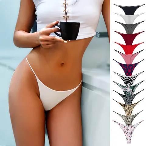 Vrouwen Thong Panties Katoen Spandex Dunne Bandjes Lage Taille Ademend Sexy Ondergoed T-Back Luipaard Ster