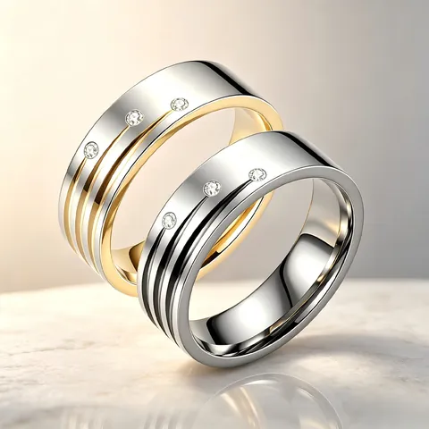 Bague en Acier Inoxydable Strass de Luxe Mode pour Hommes Femmes Personnalisé Tendance Brossé Géométrique Anneau Bijoux Cadeau