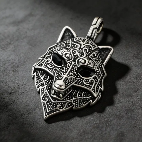 Nordic Mythology Viking Wolf Lion Leopard Head Pendant For Men Stainless Steel Retro Red Eye Beast Animal Necklace Jewelry