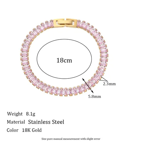 Bracciale in Acciaio Inossidabile Placcato Oro 18K con Strass Rosa Trama Martellata Bracciale Rigido Cubano per Donna Gioielli