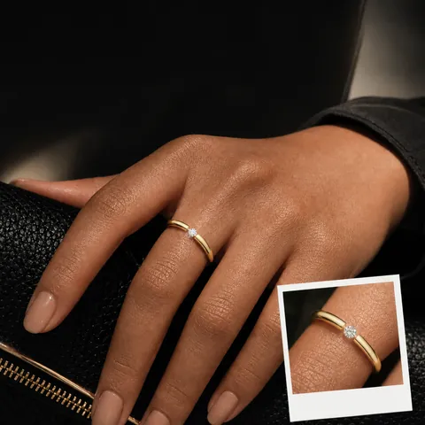 Titanium Steel Rhinestone Ring For Women Light Luxury Polished Stainless Steel Minimalist Tension Setting Single Stone Finger Ring Fashion Jewelry