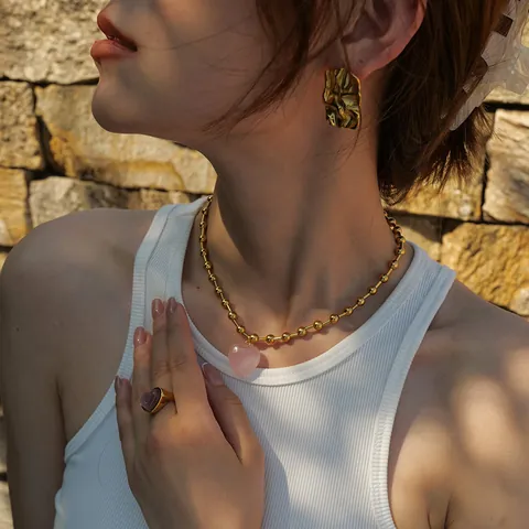 Collier Pendentif Cœur en Cristal de Verre Transparent en Acier Inoxydable Plaqué Or 18K Style INS Western pour Femmes