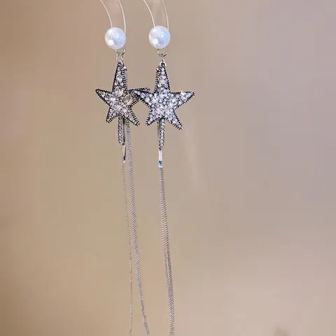 Strass Stern Quaste Künstliche Perle Haarspange Für Damen Luxus Mode Legierung Silber Haarnadel Elegant Party Schmuck Zubehör