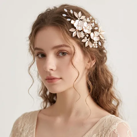 Pinza Para El Pelo De Flor Hecha A Mano Aleación Imitación Perla Artificial Diamantes De Imitación Boda Novia Tocado Accesorio Fiesta Mujeres