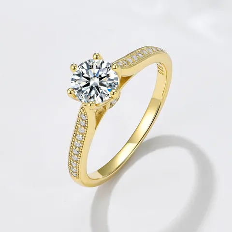 Sechs-Krallen 925 Sterlingsilber Zirkonia Ring Für Damen Einfach Mode Hochzeit Jahrestag Verlobungsring Geschenk
