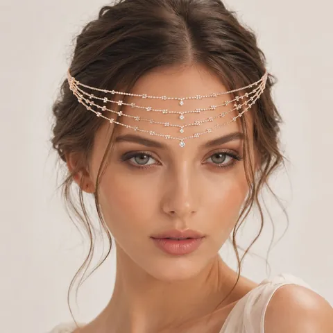 Catena Per Testa Multistrato Con Strass Bohemien Vintage Per Donna Oro Argento Lega Nappa Catena Frontale Matrimonio Accessori Capelli