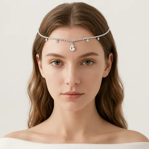 Catena Per Testa Multistrato Con Strass Bohemien Vintage Per Donna Oro Argento Lega Nappa Catena Frontale Matrimonio Accessori Capelli